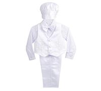 Lito Angels - Ropa Traje de Bautizo Bautismo para Bebe Niño con Gorro Capó, Manga Larga, Blanco, Talla 3-6 Meses, D
