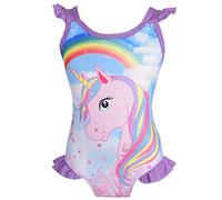 Lito Angels Traje de baño de una Pieza Unicornio para Niñas Pequeñas Talla 3 a 4 Años, Morado