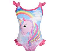 Lito Angels Traje de baño de una Pieza Unicornio para Niñas Talla 5 a 6 Años, Rosa Caliente
