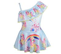 Lito Angels Traje de baño de Unicornio con Falda para niñas, una Pieza un Hombro, 3 a 4 Años, Azul
