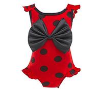 Lito Angels Traje de baño Ladybug Mariquita para niñas pequeñas, Vestido de baño de una Pieza con Lunares Rojos para Nadar, Talla 5 a 6 años