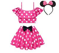 Lito Angels Traje de baño Tankini de Dos Pieza Minnie Mouse con Aro de Pelo para Niñas Pequeñas Talla 5-6 años, Rosa Caliente (Número de Etiqueta 120)
