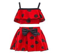 Lito Angels Traje de baño Tankini Ladybug Mariquita para niñas pequeñas, Vestido de baño con Lunares Rojos para Nadar, Talla 6 a 7 años