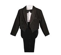 Lito Angels Traje de Esmoquin Negro para Bebé Niño, Conjunto 5 Piezas con Chaqueta Blazer, Camisa, Fajín, Pajarita y Pantalón, Talla 3 años