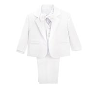 Lito Angels - Trajes para Bebe niño de Vestir Elegante Blanco, Conjunto de 5 Piezas de Traje Formal para Boda, Bautizo, Fiesta, Ceremonia y ocasión Especial, Tamaño 6 Meses 057