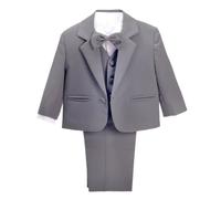 Lito Angels - Trajes para Bebe niño de Vestir Elegante Gris carbón, Conjunto de 5 Piezas de Traje Formal para Boda, Fiesta, Ceremonia y ocasión Especial, Tamaño 9 Meses 057 (Número de Etiqueta 9M)