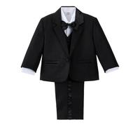 Lito Angels - Trajes para Bebe niño de Vestir Elegante Negro, Conjunto de 5 Piezas de Traje Formal para Boda, Fiesta, Ceremonia y ocasión Especial, Tamaño 12 a 18 Meses