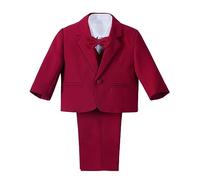 Lito Angels - Trajes para Bebe niño de Vestir Elegante Rojo Burdeos, Conjunto de 5 Piezas de Traje Formal para Boda, Bautizo, Fiesta, Ceremonia, Tamaño 3 Meses 057