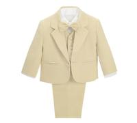Lito Angels - Trajes para niño pequeños de Vestir Elegante Caqui, Conjunto de 5 Piezas de Traje Formal para Boda, Fiesta, Ceremonia y ocasión Especial, Tamaño 2-3 años
