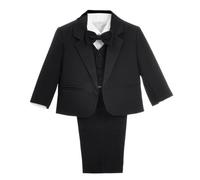 Lito Angels - Trajes para niño pequeños de Vestir Elegante Negro, Conjunto de 5 Piezas de Traje Formal para Boda, Fiesta, Ceremonia y ocasión Especial, Tamaño 3-4 años 057 (Número de Etiqueta 04)