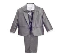 Lito Angels Trajes y Blazers Gris Plateado para Bebe Niño, Ropa Elegante Formal Ceremonia Fiesta, Talla 12-18 Meses (Número de Etiqueta 01)