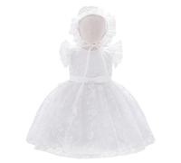 Lito Angels Vestido de Bautizo Bordado Blanco Ropa Bautismo con Gorro Capó para Bebé Niña Talla 3-6 Meses (Número de Etiqueta 60)