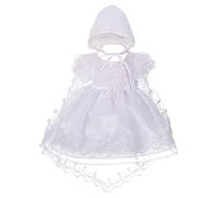 Lito Angels Vestido de Bautizo para bebé niña con Cuentas festoneadas Bordadas, Ropa de Bautismo con capó y Capa, 3 a 6 Meses, Blanco