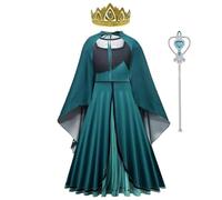 Lito Angels Vestido de Coronación de la Reina para Niña, Disfraz de Carnaval de Princesa 2 con Capa, Corona y Accesorios, Talla 4-5 años, Verde