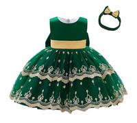 Lito Angels Vestido de Dama de Honor de Boda Ropa Navidad Fiesta Elegante con Diadema para Bebe Niñas Talla 6-12 Meses, Verde (Número de Etiqueta 70)