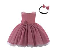Lito Angels Vestido de Dama de Honor de Boda Ropa Navidad Fiesta Elegante con Diadema para Bebe Niñas Talla 9-12 Meses, Rosa (Número de Etiqueta 70)