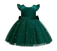Lito Angels Vestido de Dama de Honor de Boda Ropa Navidad Fiesta Elegante con Perla para Niñas Pequeñas Talla 3-4 años, Verde