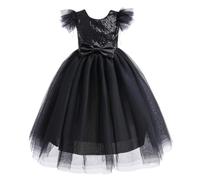 Lito Angels Vestido de Dama de Honor de Boda Ropa Navidad Fiesta Elegante para Niñas Talla 5-6 años, Negro