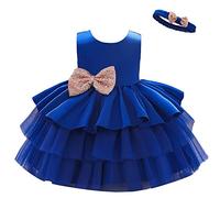 Lito Angels Vestido de Dama de Honor de Boda Vestido de Fiesta Elegante con Diadema para Bebe Niñas Talla 9-12 Meses, Azul Real (Número de Etiqueta 70)