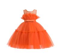 Lito Angels Vestido de Dama de Honor de Boda Vestido de Fiesta Elegante para Niñas Pequeñas Talla 3-4 años, Naranja (Número de Etiqueta 100)