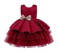 Lito Angels Vestido de Dama de Honor de Boda Vestido de Fiesta Elegante para Niñas Pequeñas Talla 4-5 años, Borgoña (Número de Etiqueta 110)