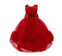 Lito Angels Vestido de Dama de Honor de Boda Vestido de Fiesta Elegante para Niñas Pequeñas Talla 5-6 años, Rojo (Número de Etiqueta 120)