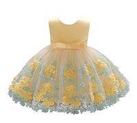 Lito Angels Vestido de Dama de Honor para Bebés y Niñas | Flores 3D, Escote redondo, Cinturón con lazo, Falda de 4 capas, Boda, Fiesta, Ceremonia