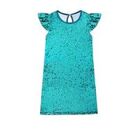 Lito Angels Vestido de Fiesta con Lentejuelas para Niñas, Elegante y Brillante para Cumpleaños o Boda, Edad 5-6, Verde Azulado