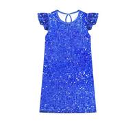 Lito Angels Vestido de fiesta de lentejuelas para niñas de 2 a 12 años, elegante y brillante para cumpleaños, boda, azul real, 2-3 años