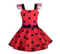 Lito Angels Vestido de Ladybug para Niña Pequeños Disfraz de Mariquita Falda de Lunares Rojo Talla 2-3 Años