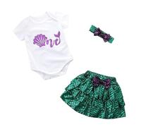 Lito Angels Vestido de Primera Cumpleaños Bebe Niñas, Mono Mameluco con Sirena Falda y Diadema, Talla 0-3 meses, Manga Corta, Verde, D