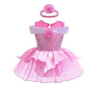 Lito Angels Vestido de Princesa Aurora para Bebe Niña - Body de Rosa con Tutú y Diadema - Disfraz para Cumpleaños Halloween Fotos 12-18 Meses