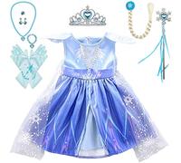 Lito Angels Vestido de Princesa para Bebé Niñas Disfraz de Reina de las Nieves con Capa y Accesorios Talla 12-18 meses, Azul