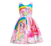 Lito Angels Vestido de Unicornio para Niñas, Ropa Casual de Verano, Talla 5-6 años, Estilo C - Rosa
