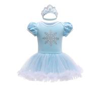Lito Angels Vestido Disfraz de Princesa Elsa para Bebé Niñas, Body Mamelucos Onesie con Diadema Talla 12-18 Meses, Azul