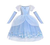 Lito Angels Vestido Disfraz Princesa Cenicienta con Guante para Bebe Niñas Pequeñas Talla 18-24 meses, Azul
