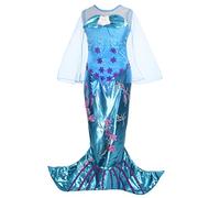 Lito Angels Vestido Disfraz Princesa Sirena para Niñas Talla 6 años, Azul