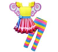 Lito Angels Vestido Fancy Nancy para Niñas Pequeñas, con Alas de Mariposa y Leggings de Arcoiris, Disfraz de Halloween Talla 3-4 años, Amarillo, B