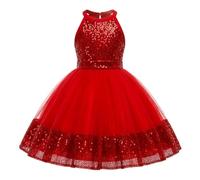 Lito Angels Vestido Niña Lentejuelas sin Mangas con Tul, Vestido Elegante Brillante para Boda Invitada, Actuación Escénica, 2-3 Años