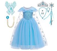 Lito Angels Vestido Princesa Disfraz de Carnaval Reino del Hielo con Capa y Accesorios para Niñas, Talla 8-9 años, C