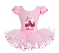 Lito Angels Vestido Tutu Bailarina de Ballet Lentejuelas para Niña, Maillot de Danza Baile con Falda, Talla 2 años, Manga Corta, Rosa (Número de Etiqueta XS)