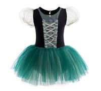 Lito Angels Vestido Tutú Medieval para Niñas, Verde, 2-8 Años | Corsé cruzado, Mangas abullonadas, Falda tutú verde de 4 capas, Estilo medieval, Carnaval, Halloween