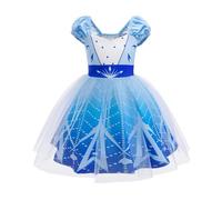 Lito Angels Vestido Verano Corto Tul de Princesa Elsa para Niñas Disfraz para Carnaval Halloween Navidad Fiestas Cumpleaños 12-18 Meses Azul Talla 86