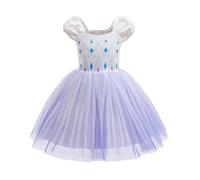 Lito Angels Vestido Verano Corto Tul de Princesa Elsa para Niñas Disfraz para Carnaval Halloween Navidad Fiestas Cumpleaños 2-3 Años Blanco Talla 98