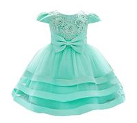 Lito Angels Vestidos Dama de Honor Bebé Niña, Elegante Vestido de Princesa para Novia Boda Fiesta Ceremonia, Talla 18-24 Meses, Manga Corta, Verde 424