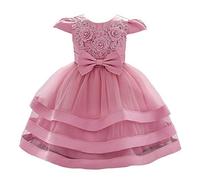 Lito Angels Vestidos Dama de Honor Niña, Elegante Vestido de Princesa para Novia Boda Fiesta Ceremonia, Talla 3-4 años, Manga Corta, Dusty Rosa 424 (Número de Etiqueta 110)