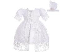 Lito Angels - Vestidos de Bautizo para bebé niñas, Ropa Blanco con Capa y bonete capó para Ceremonia de Bautismo, 18-24 Meses (Número de Etiqueta 24M)
