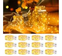 litogo Cadena de Luces LED Pilas con Temporizador, 2M/20 LEDs 3Modos fairy lights,Impermeable Plata Alambre Guirnalda Luces Micro, Luces Decorativas de Navidad Halloween Boda Mason Jar botellas