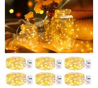 litogo Cadena de Luces LED Pilas con Temporizador, 2M/20 LEDs 3Modos fairy lights,Impermeable Plata Alambre Guirnalda Luces Micro, Luces Decorativas de Navidad Halloween Boda Mason Jar botellas