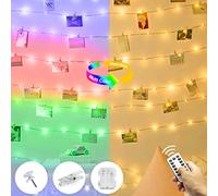 litogo Clip Cadena de Luces LED, 10m 100 Led Colgar Fotos de Luces 60 Pinzas Para Fotos Fotoclips Guirnalda de Luces Pinzas con Luz para Colgar Fotos Por decoración, Habitaciones, Bodas,Cumpleaños